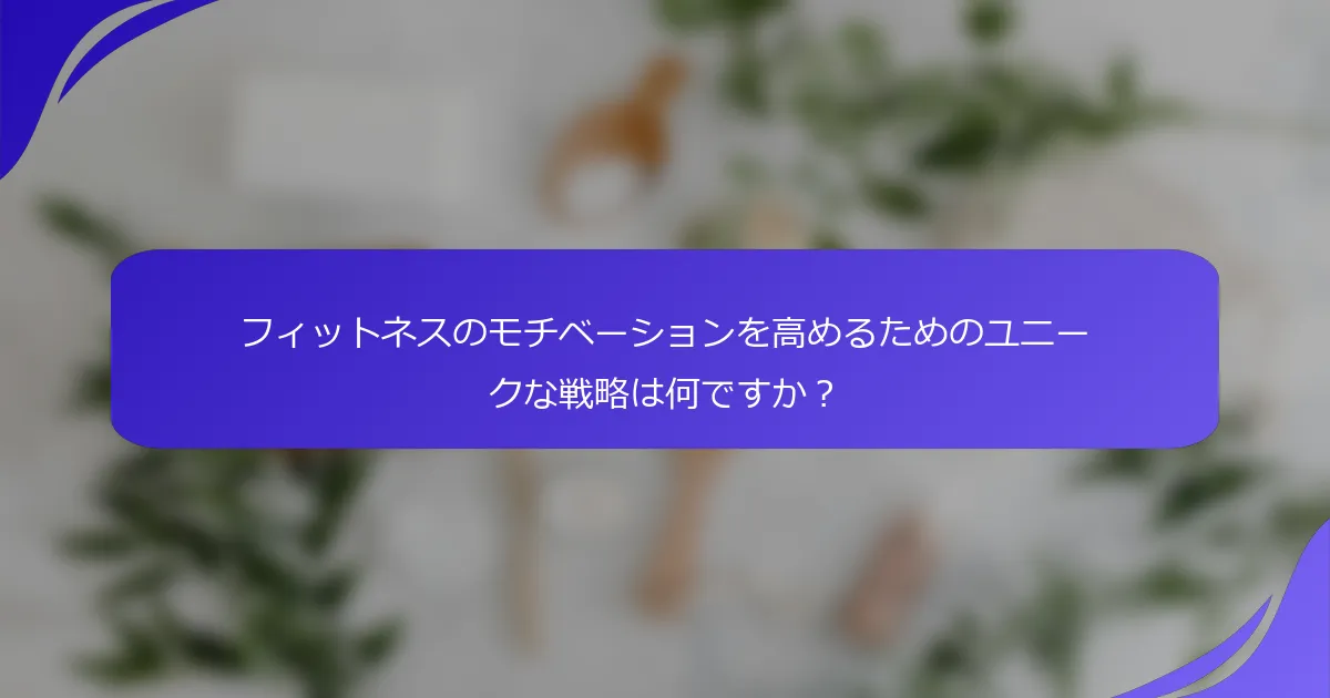 フィットネスのモチベーションを高めるためのユニークな戦略は何ですか？