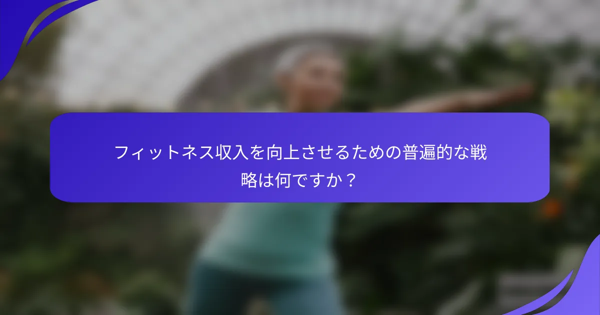 フィットネス収入を向上させるための普遍的な戦略は何ですか？