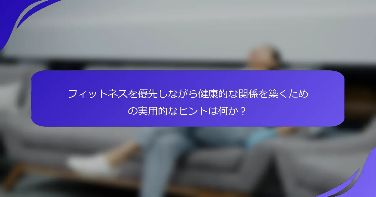 フィットネスを優先しながら健康的な関係を築くための実用的なヒントは何か？