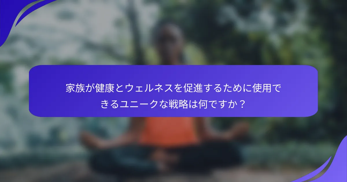 家族が健康とウェルネスを促進するために使用できるユニークな戦略は何ですか？