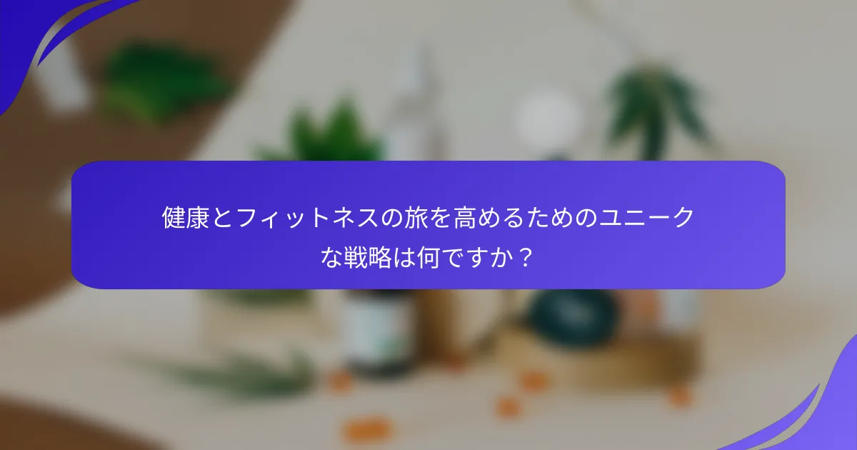 健康とフィットネスの旅を高めるためのユニークな戦略は何ですか？