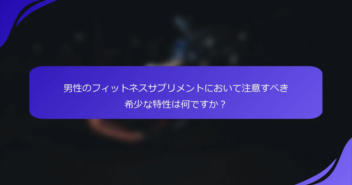 男性のフィットネスサプリメントにおいて注意すべき希少な特性は何ですか?