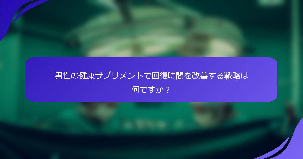 男性の健康サプリメントで回復時間を改善する戦略は何ですか？