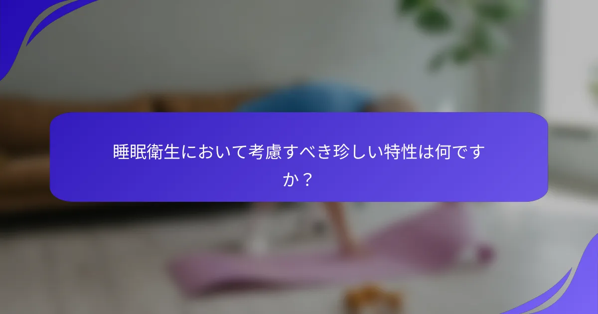 睡眠衛生において考慮すべき珍しい特性は何ですか？