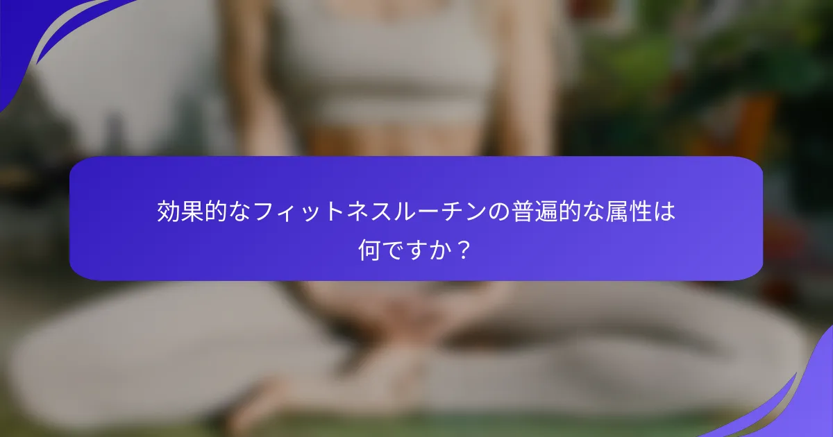 効果的なフィットネスルーチンの普遍的な属性は何ですか？