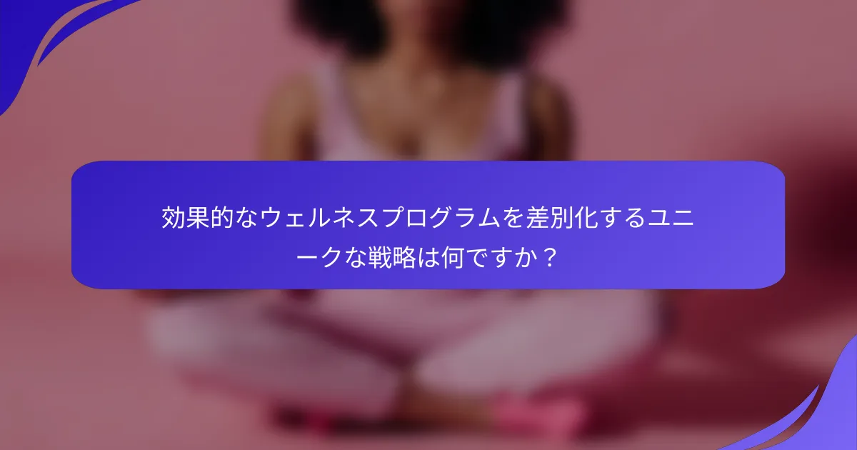 効果的なウェルネスプログラムを差別化するユニークな戦略は何ですか？