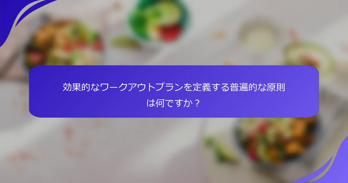 効果的なワークアウトプランを定義する普遍的な原則は何ですか?